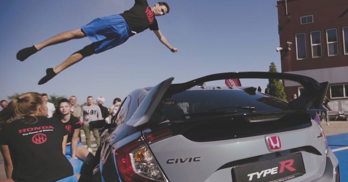 FLIP UNIT AirTrack Show - flipping over a car